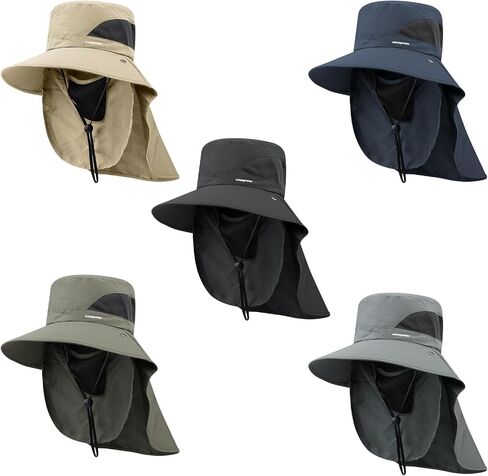 CLAPE Sun Protection Hat Wide Brim Fishing Hat Neck Face Flap Outdoor Caps Women Men Quick Dry Bucket Hat Jungle Bush Caps in Saudi Arabia