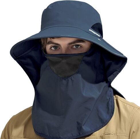 CLAPE Sun Protection Hat Wide Brim Fishing Hat Neck Face Flap Outdoor Caps Women Men Quick Dry Bucket Hat Jungle Bush Caps in Kuwait