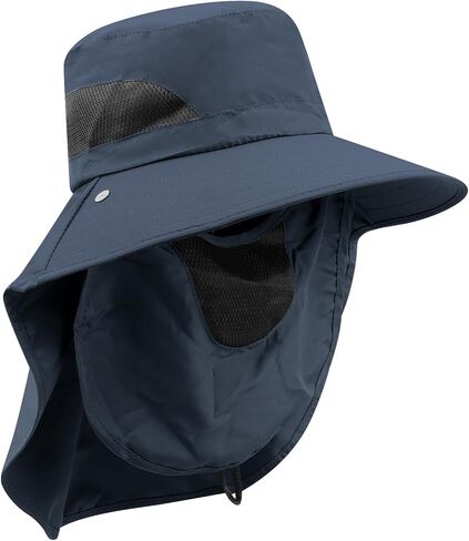 CLAPE Sun Protection Hat Wide Brim Fishing Hat Neck Face Flap Outdoor Caps Women Men Quick Dry Bucket Hat Jungle Bush Caps in Kuwait