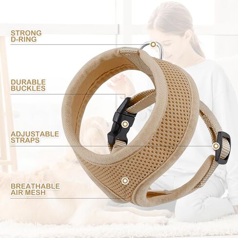 MoNiBloom Dog Harness for Small Sized Dog, Soft Puppy Padded Vest for Walking, Running, Training - Black, M in Kuwait