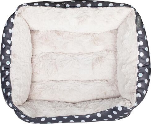 Fringe Studio Dot Paw Charcoal Medium Rectangular Cuddler Pet Bed 25" X 21"- Poly Filled with Faux Fur Interior - Machine Washable (213020) in Saudi Arabia