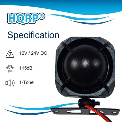 HQRP Electronic Alarm Siren 20W DC12V/24V Universal Replacement Security Alarm Siren for Home Security Alarm System, Any 12 Volts System, 1-Tone, Loud 115dB, Black Wired Siren with Bracket in Saudi Arabia