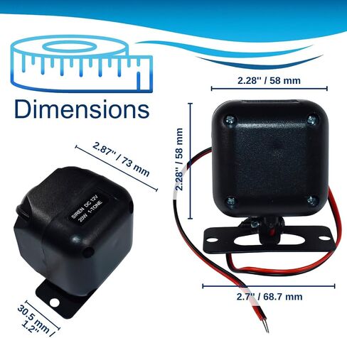 HQRP Electronic Alarm Siren 20W DC12V/24V Universal Replacement Security Alarm Siren for Home Security Alarm System, Any 12 Volts System, 1-Tone, Loud 115dB, Black Wired Siren with Bracket in Saudi Arabia
