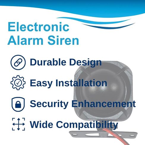 HQRP Electronic Alarm Siren 20W DC12V/24V Universal Replacement Security Alarm Siren for Home Security Alarm System, Any 12 Volts System, 1-Tone, Loud 115dB, Black Wired Siren with Bracket in Saudi Arabia