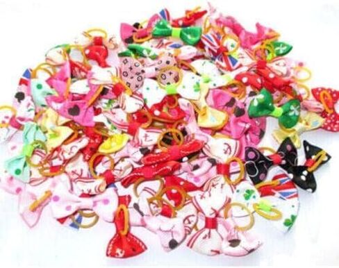 BWESOO 20Pcs/Set Assorted Pet Cat Dog Hair Bows with Rubber Bands Grooming Accessories Small Animals Habitat Decor Durability and Convenience Apparel and Accessories Dogs in Saudi Arabia