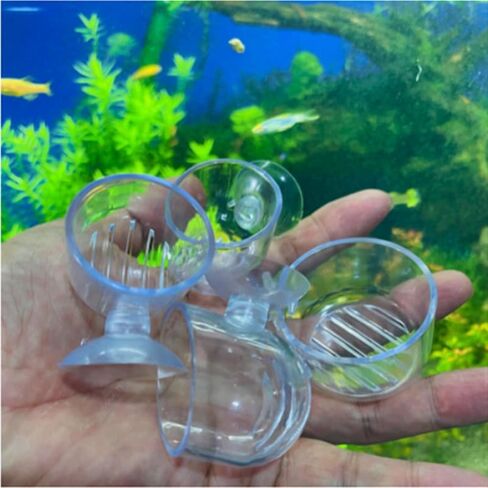 2Pcs Aquatic Plant Cups, Aquarium Plant Cup, Transparent Acrylic Aquatic Plant Pot with Suction, Aquarium Decoration 2 Shapes for Fish Tank Ornament Aquarium or Plastic Plants in Saudi Arabia