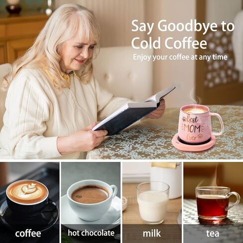 Coffee Mug Warmer & You are Awesome Mug Set, Electric Cup Warmer for Desk Office Home, Beverage Warmer with 3 Temperature Setting, 8-Hours Auto Shut Off, Best Birthday Present Ideas for Women in Saudi Arabia