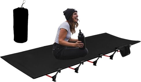 Camping Cot, Ultralight Folding Backpacking Cot, Outdoor Bed Supports 320lbs, Portable Camping Bed for Adults for Camping Hiking Travel Home. Black Red in Saudi Arabia
