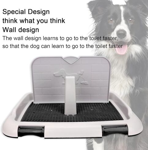 صينية نونية للكلاب، مرحاض محمول للقطط قابل للإزالة للاستخدام الداخلي مع جدار محاكاة للكلاب الصغيرة للكلاب الذكور (أسود) in Kuwait