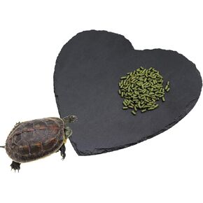 Oooct Reptile Basking Platform, 7.9 × 7.9 inch Cute Heart Natural Rock Reptile Food Dish, Turtle Feeding Bowl, Habitat Decor for Bearded Dragon Chameleon Frog Lizard Gecko Hermit Crab