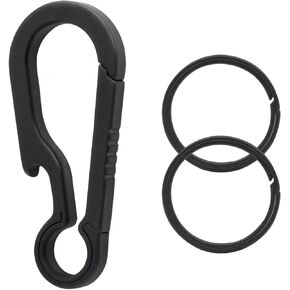 Titanium Carabiner Clip Small Black Hook EDC Heavy Duty Keychain Clips with Key Rings Anti-Lost Quick Release Key Chain for Keys Bottle Opener Keychain