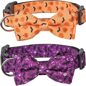 Halloween Dog Collar with Removable Cute Bow Tie Adjustable Pet Collars