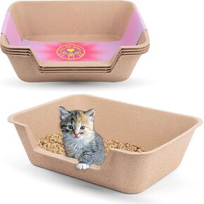 Tiny Toe Beans-Disposable Litter Boxes for Cats-Cat and Kitten Litter Box Low Entry Litter Box-Disposable Litter Box- (Set of 4) (Updated Packaging - Same Great Litter Boxes!)
