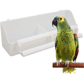 Tnfeeon Bird Feeder, No Mess Cage Hanging Feeder Cup Pet Bird Food Double Plastic Seed Water Feeder Dispenser Standing Frame for Parrots Cockatiel Pigeon Sparrow Bird Cage Bowl in Kuwait