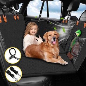 Dog Car Seat Cover for Back Seat with Enhanced Non-Slip Hard Backseat Extender - Durable, Waterproof,Scratch-Resistant & Machine Washable Pet Protector for Cars, SUVs & Trucks