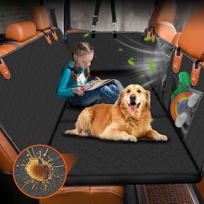 Dog Car Seat Cover for Back Seat with Enhanced Non-Slip Hard Backseat Extender - Durable, Waterproof,Scratch-Resistant & Machine Washable Pet Protector for Cars, SUVs & Trucks