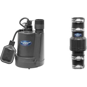 Superior Pump 92570 1/2 HP Thermoplastic Submersible Sump Pump with Tethered Float Switch