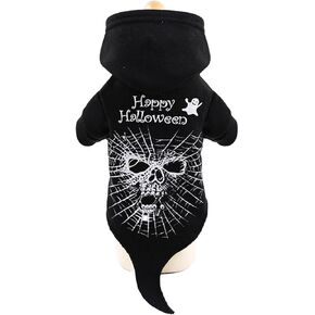 Dog Clothes Dog Sweatshirt with Skull Print Halloween Medium Dog Sweater Comfortable Cat Clothes Black02 Medium