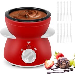 8.79OZ Mini Chocolate Melting Pot, Chocolate Fondue Fountain, Warmer Machine for Milk Chocolate, Cheese, Butter, Candy (Red)