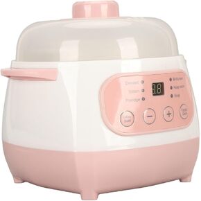 ciciglow Mini Ceramic Stew Cooker with Pre Settings, and Built in Timer, Small Slow Cookers with Lid, 1L, Electric Stew Pot, Ceramic Soup Porridge Cooker, Slow Cookers with Lid, 1L, White