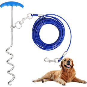 كابل ووتد لربط الكلاب: مقود وكابل في ساحة الكلاب مع سلسلة متينة وخطافات معدنية للتخييم في الهواء الطلق والفناء in Kuwait