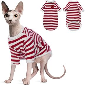 Cute Cat T-Shirt, Kitten Clothes, T-Shirts for Sphynx Cats with Long Sleeves, Cat Apparel, Cat Costumes for Cats Only, Sphynx Cat Cloth, Cat Soft Tee Red M