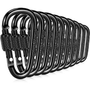 10 Pack Carabiner Clip, 2.28 inch Aluminum D-Ring Shape Locking Carabiners, Snap Hook Sport Accessories for Outdoor Camping Hiking