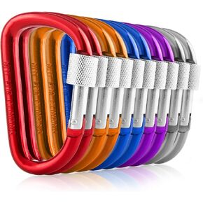 Revel Kid Carabiner Clip - Set of 10 Locking Multicolor D Shape 3 inch Clips