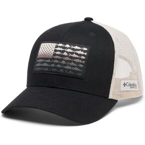 Columbia Unisex PFG Fish Flag Mesh Snap Back, Black/Dark Stone, One Size