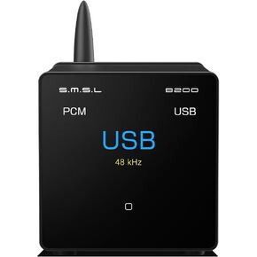 S.M.S.L B200 Hi-Res Digital Audio DAC Bluetooth 5.1/USB Input Audiophile Bluetooth audio Receiver&DAC Amplifier Title/Artist display 2.33" screen Hi-Fi Audio Stereo Receiver Optical/Coaxial/RCA output