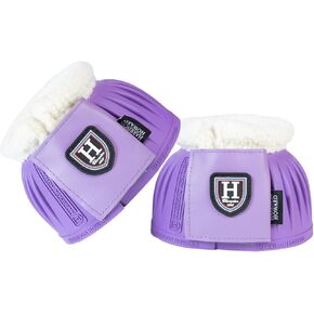 Harrison Howard Rubber Pull-on Bell Boots with Fleece Lining and Extra-Large Leather Touch-Close Tape Hoof Overreach Protection for Horses Sold in Pairs Light Grey XL in Kuwait