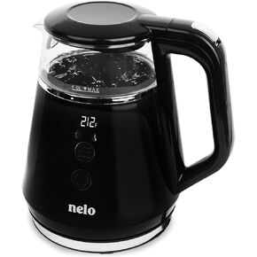 NELO Electric Kettle with 5 Temperature Control Presets, Large Digital Temperature Display, Multi-Colored LED Indicator Lights, Black Tea Kettle & Hot Water Boiler, 360° Base, BPA-Free, 1 Liter
