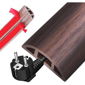 Floor Cord Covers 10 FT, Self Adhesive Cord Hider, Floor Cable Management, Cord Protector Floor, Ideal Extension Cord Cover for Wires on Floor Dark Walnut Wood