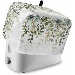 Sage Green Leaves 4 Slice Toaster Cover Small Appliance Cover Toaster Dustproof Fingerprint Protectors Machine Washable, Spring Eucalyptus Gold Watercolor