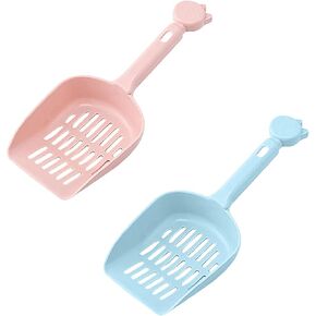 2 Pack Cat Litter Scoop Pet Spreading Scoop Cat Litter Shovel with Easy Handle for Pet Cat Kitty Poop (Random Color)