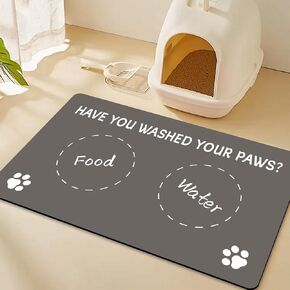 18"×30" Dog Food Mat-Absorbent Cat Dog Mat for Food and Water Bowl, No Stains Quick Dry Dog Water Dispenser Mat, Non Skid Cat Dog Food Mat with Rubber Backing for Messy Drinkers-Dark Gray