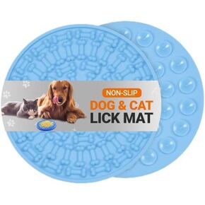 Rack&Roll PRODUCTS INC Interactive Dog Lick Mat with Strong Suction Cups - Prime Non-Slip Enrichment Pet Treat Pad for Anxiety Relief & Healthy Feeding (Blue)