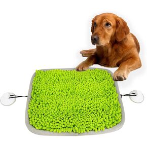 Snuffle Mat for Dogs, 17'' x 21'' Dog Sniffing Mat Feed Game for Boredom Encourages Natural Foraging Skills, Dog Stimulation Puzzle Toys, Perfect to Stress Relief for Small/Medium/Large Dogs,Green