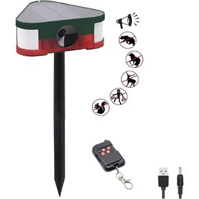 Solar Outdoor Motion Sensor Alarm - 360° Motion Detector, 3x129dB Loud Siren Lamp, 4 Modes Remote Control, LED Flashing Ligh with USB, Say Goodbye to Intruders