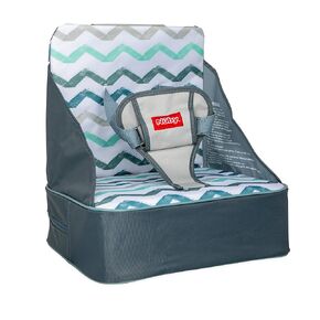 Nuby On The Go Toddler Portable Travel Chair with 5 Point Safety Adjustable Straps, Folds into a Storage Bag, 6M+