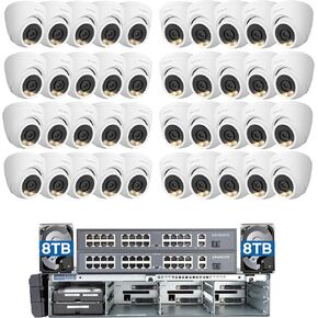 ONWOTE 64 Channel Security Camera System, 64CH 12MP Commercial Raid NVR 16TB, 2 HDMI Outputs Split Screen Display, 40x 6MP 122° View PoE IP Cameras, Color Night Vision, 8pcs Plug-in HDD Support 80TB