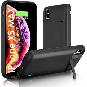 Battery Case for iPhone Xs Max, Real 8500mAh Ultra-Slim Protective Battery Charging Case with Kickstand Rechargeable Extended Battery Charger Case - 6.5 inch Black