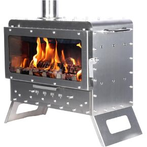Outdoor Wood Burning Stove, Stainless Steel Tent Stove, Portable Small Wood Stove, Camping Wood Stove With Chimney Pipe for Cooking, Camping, Tent, Hiking, Fishing, Backpacking