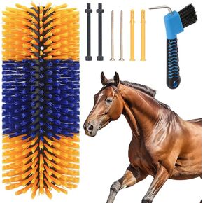 Livestock Scratching Brush, Horse Brush Full Massage Brush Kit with 4 Screws, Goat Brush Relieve Itching on the Back of Livestock, Suitable for Goat, Horse, Cattle, Cow, Sheep, Pig