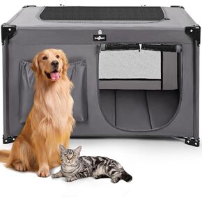 Dog Playpen, Portable Collapsible Puppy Playpen for Medium Dogs, Cats, Oxford Fabric Cat Playpen, Dog Play Pen Indoors with Carrying Bag, Pet Playpen for Travel Camping, Outdoor