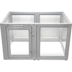 Front Row Clear Plastic Dog Playpen - 6-Panel, 30-inch Height, Durable Indoor/Outdoor Pet Fence, Easy Assembly, Foldable, Perfect for Small to Medium Dogs and Puppies (Ash Gray, 30", 2)