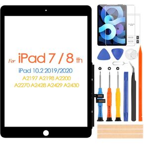 Touch Screen for iPad 7/8 10.2" 2019 2020 7th 8th Digitizer Touchscreen for iPad A2197 A2198 A2200 A2270 A2428 A2429 A2430 Without Home Button (Not LCD) (Black)
