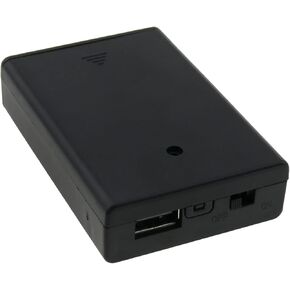 3 Slot AA Battery Box Holder Case Box with ON-Off Switch and USB Female Socket Black AA Battery Container (without Wire)