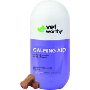 Vet Worthy Calming Aid Dog Soft Chew - Flavored Chewable Treats for Dogs to Manage Normal Stress - Dog Calming Chews for Storm Anxiety, Grooming, and Fireworks - Poultry Flavored, 45-Count