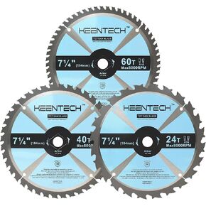 KEENTECH 7-1/4 Inch TCT Circular Saw Blades 24T 10 Pack, 5/8" Arbor General Purpose Framing Saw Blades for Rip Cutting Compatible with SKIL DEWALT DWA171424 Diablo D0724A